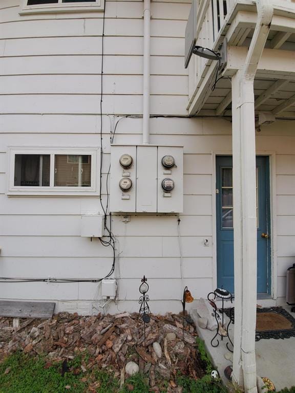 exterior details with electric meter