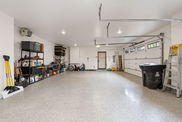 garage with a garage door opener