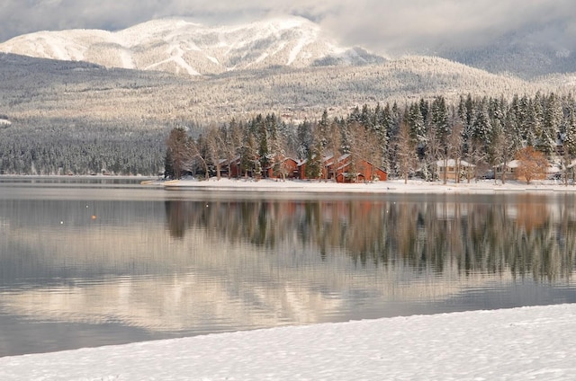 mountain view featuring a water view and a wooded view