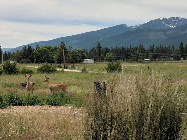 mountain view featuring a rural view