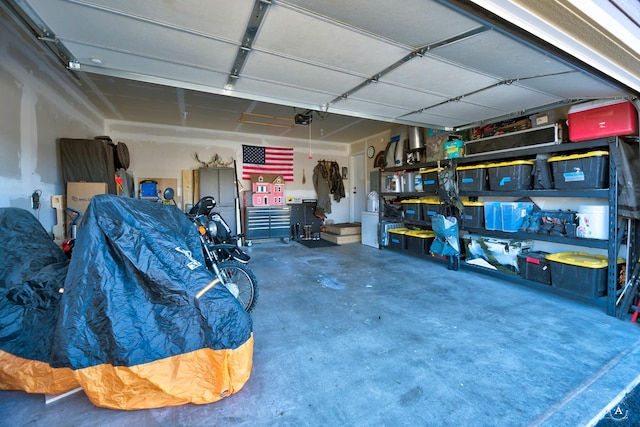 garage with a garage door opener