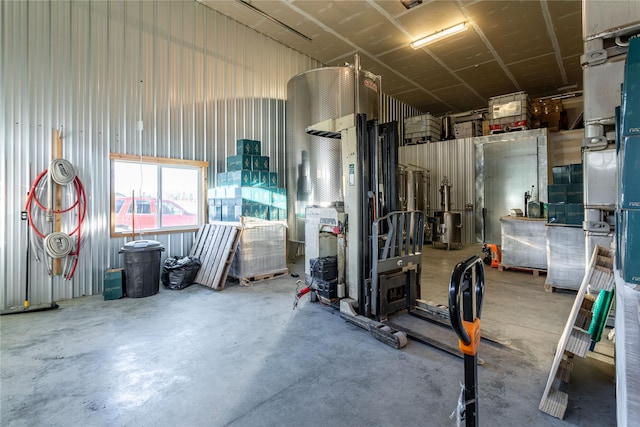 garage featuring metal wall