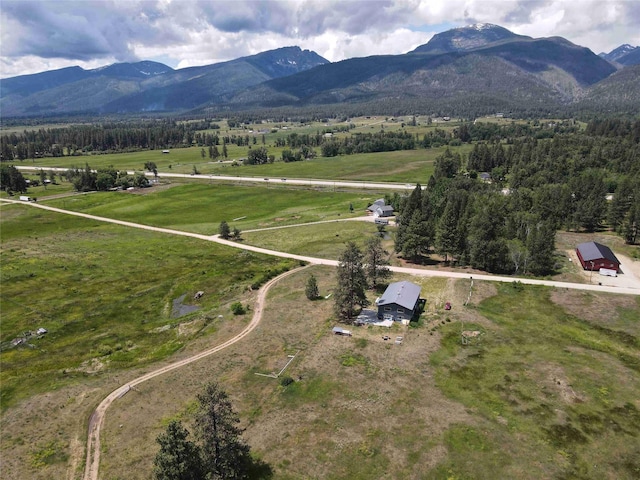 aerial view with a rural view and a mountain view