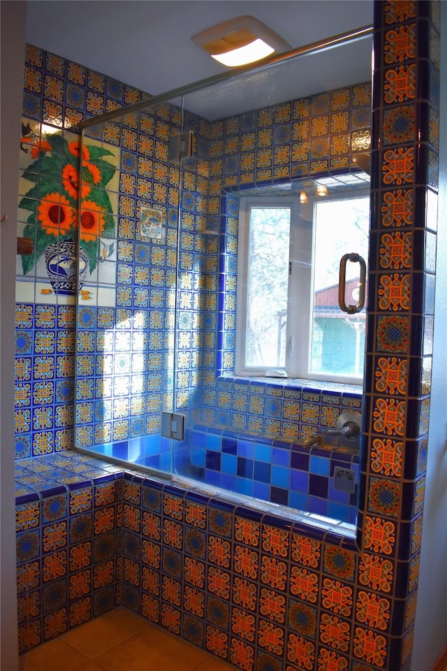 interior space with tile patterned floors