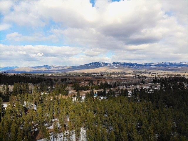 mountain view with a wooded view