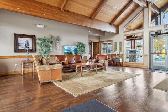 154 W Swift Creek Way, Kalispell, MT 59901 - building lobby with a wood ceiling with exposed beams and high vaulted ceiling