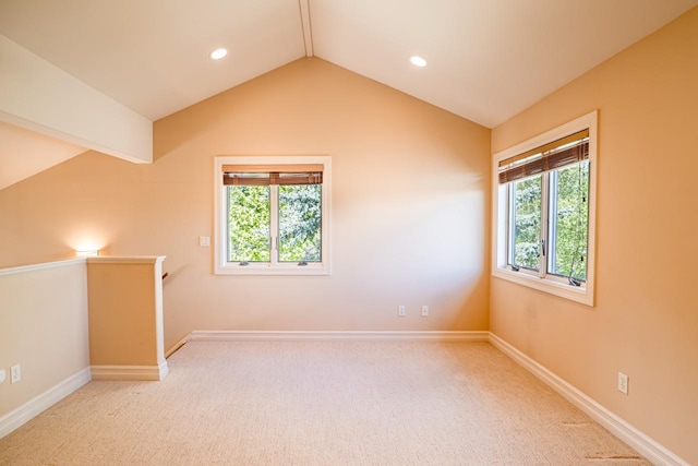 159 Fairway Blvd, Kalispell, MT 59901 - empty room with light carpet, lofted ceiling, and recessed lighting