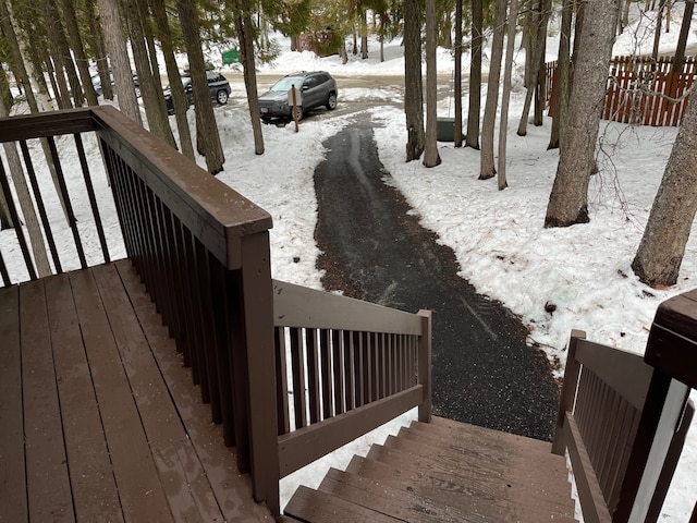 view of yard layered in snow