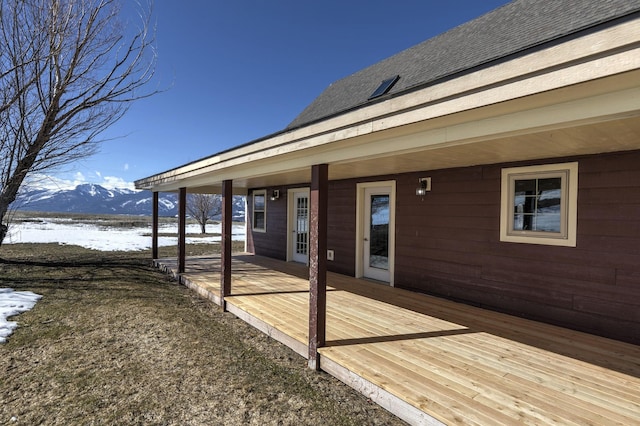 exterior space featuring a mountain view