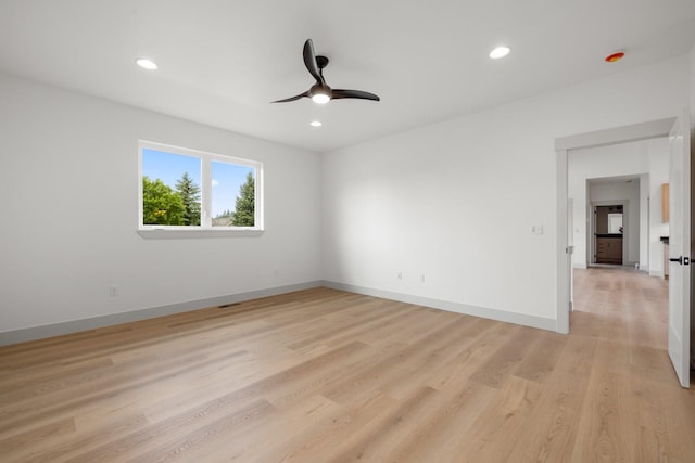 57 Hidden Cedar Loop, Columbia Falls, MT 59912 - spare room with ceiling fan, light wood-style flooring, and recessed lighting