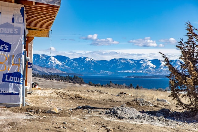 view of mountain feature with a water view