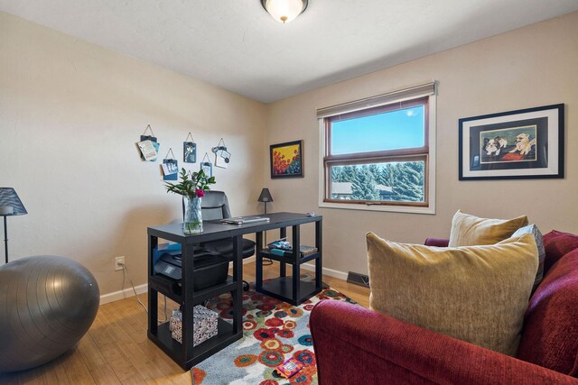 128 Sunset Rdg, Lakeside, MT 59922 - home office featuring baseboards and wood finished floors