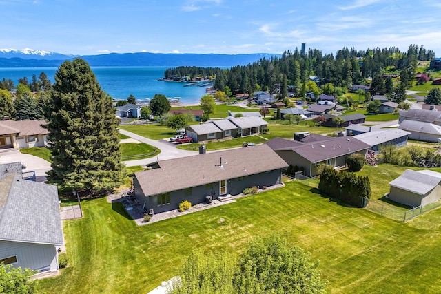 128 Sunset Rdg, Lakeside, MT 59922 - aerial view of residential area with a water and mountain view