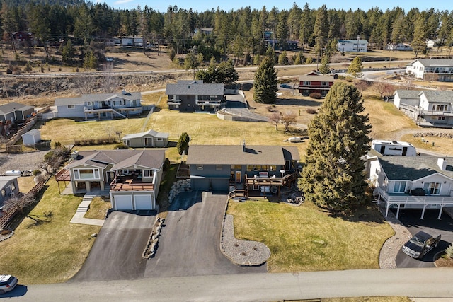 birds eye view of property with a residential view