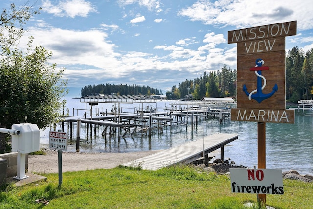 dock area featuring a water view