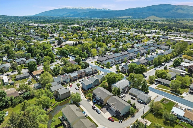 bird's eye view with a mountain view and a residential view