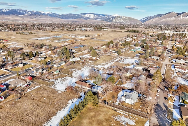 drone / aerial view with a mountain view and a residential view