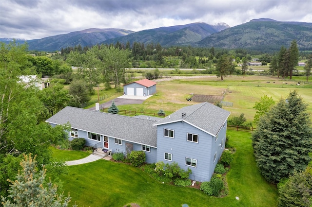 aerial view with a rural view and a mountain view