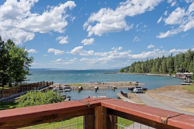 view of water feature featuring a dock