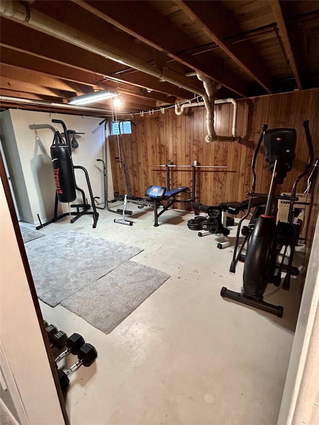 1103 Greers Ferry Rd, Libby, MT 59923 - workout room with wood walls