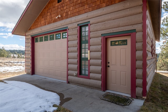 view of garage