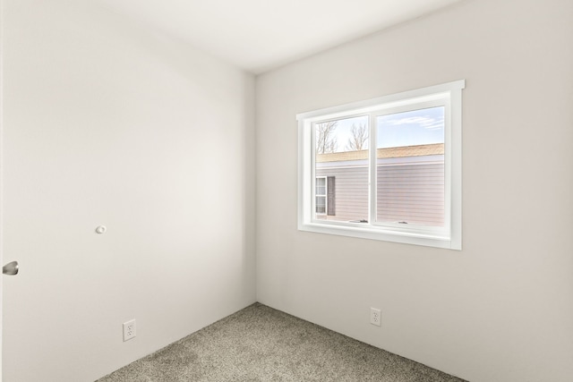 unfurnished room featuring light carpet