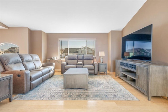 living area with light wood-type flooring