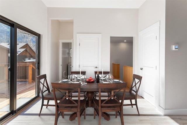 dining room with light wood finished floors