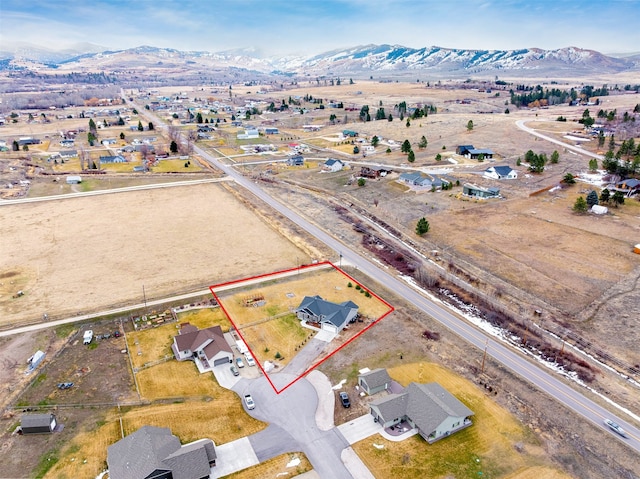 aerial view with a mountain view