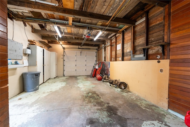 garage with a garage door opener