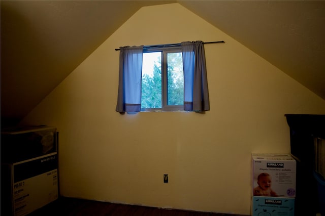 additional living space featuring vaulted ceiling