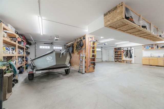 garage with a garage door opener