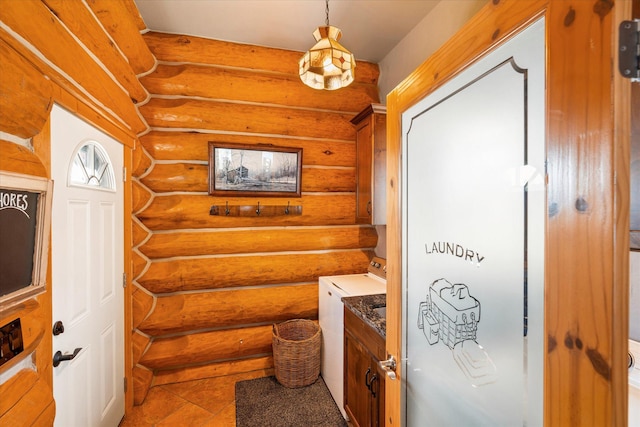 bathroom featuring tile patterned flooring and vanity