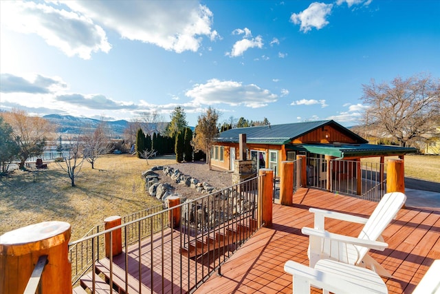 deck featuring a mountain view