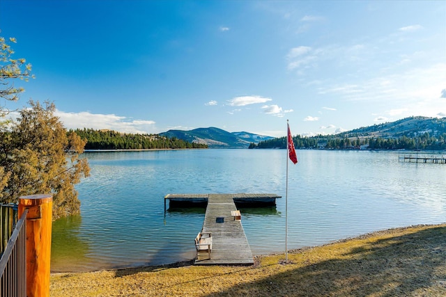 dock area with a water and mountain view