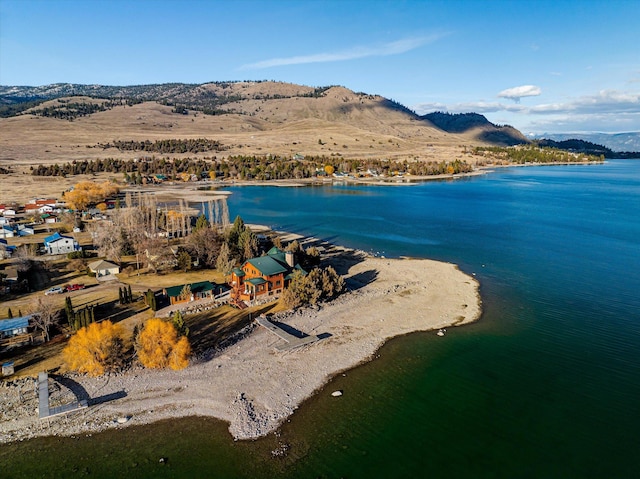 aerial view with a water and mountain view