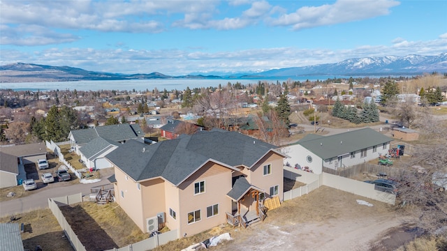 drone / aerial view with a mountain view and a residential view