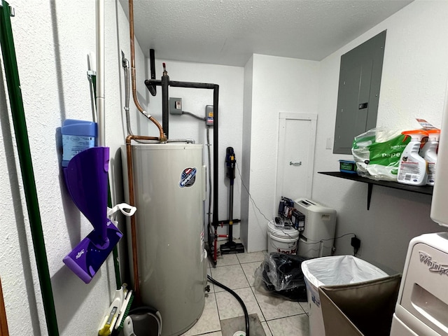 utility room with electric panel and electric water heater