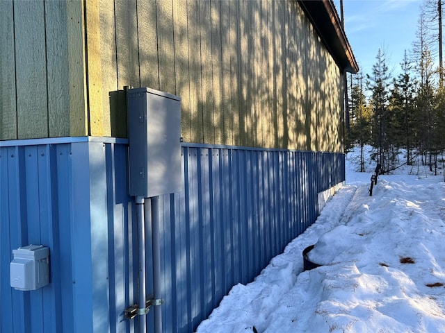 view of snow covered exterior