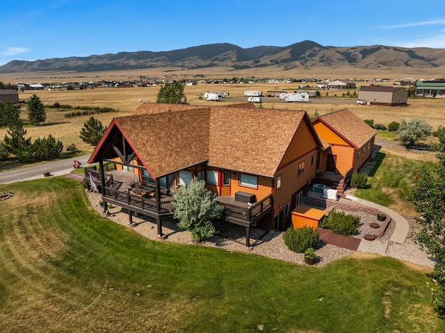 aerial view with a mountain view