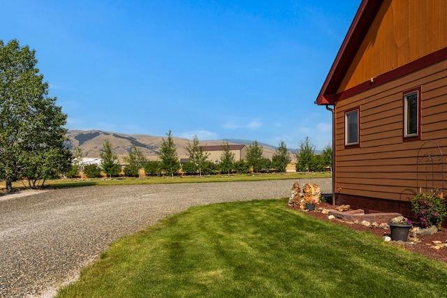 view of yard featuring a mountain view
