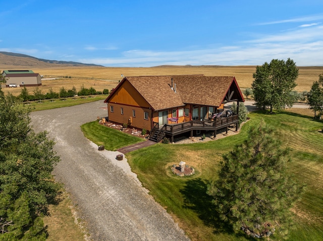 bird's eye view with a rural view and a mountain view