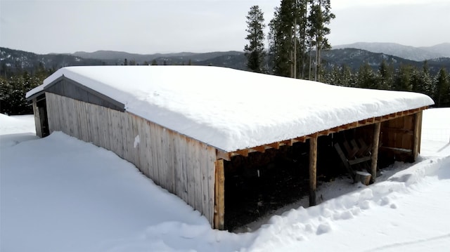 view of snow covered property