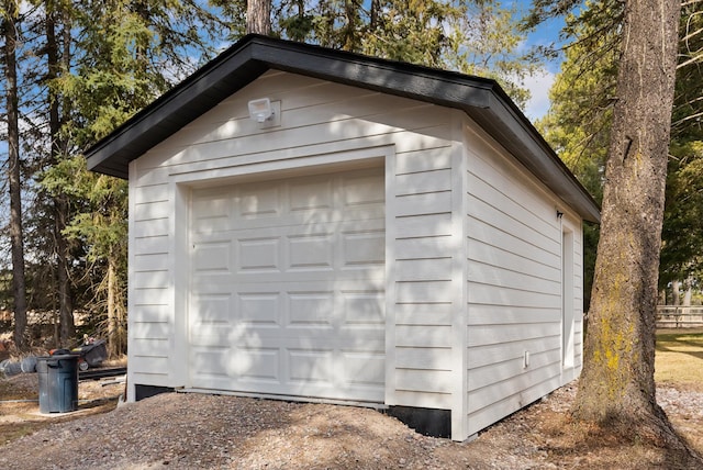 view of detached garage