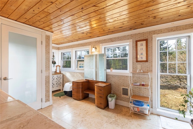 17 Mountain View Rd, Trout Creek, MT 59874 - bathroom featuring wallpapered walls and wooden ceiling