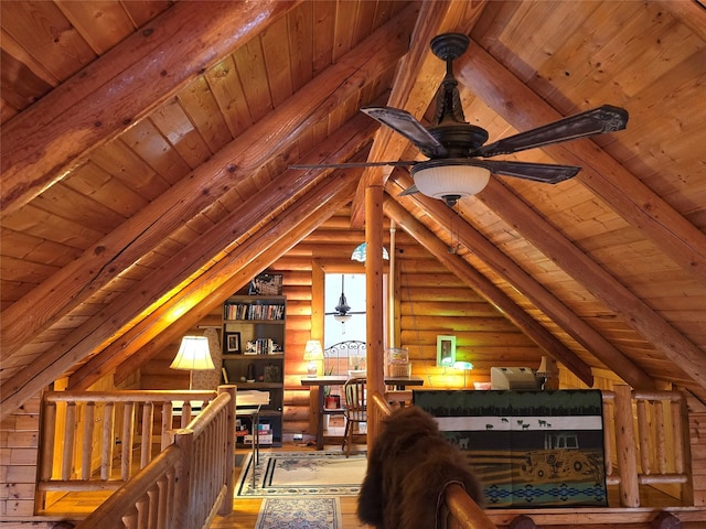17 Mountain View Rd, Trout Creek, MT 59874 - bedroom featuring log walls, wooden ceiling, and wood finished floors