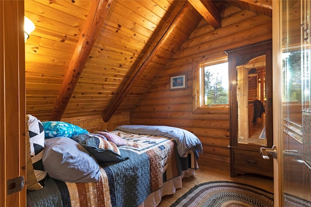 17 Mountain View Rd, Trout Creek, MT 59874 - bedroom with wooden ceiling, rustic walls, and light wood finished floors