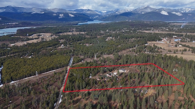 17 Mountain View Rd, Trout Creek, MT 59874 - aerial view of property's location featuring a mountain backdrop and property boundaries highlighted