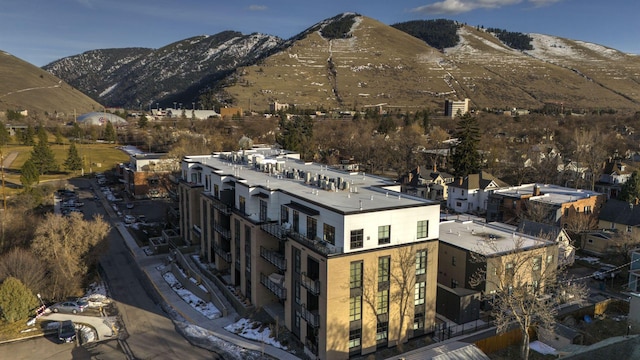 aerial view with a mountain view