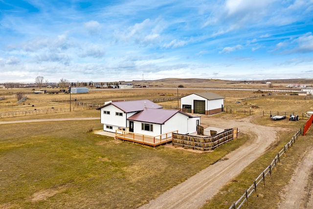 drone / aerial view with a rural view